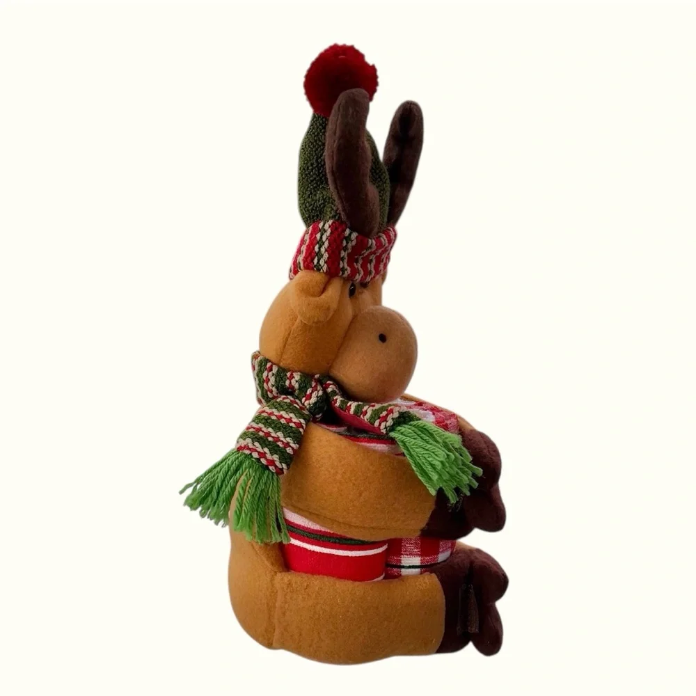Plush Reindeer Hand Towel Holder with Three Hand Towels